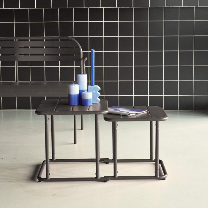Table gigogne extérieure carrée en acier AMÉLIA