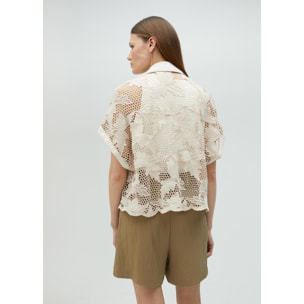 Camicia corta traforata guipure