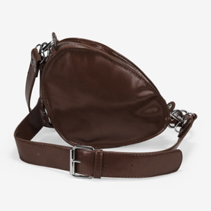 Bolso de hombro marrón con asa de anillas