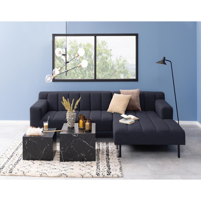 Pueblo - lot de 2 tables basses - effet marbre noir - 58 et 50 cm - Noir