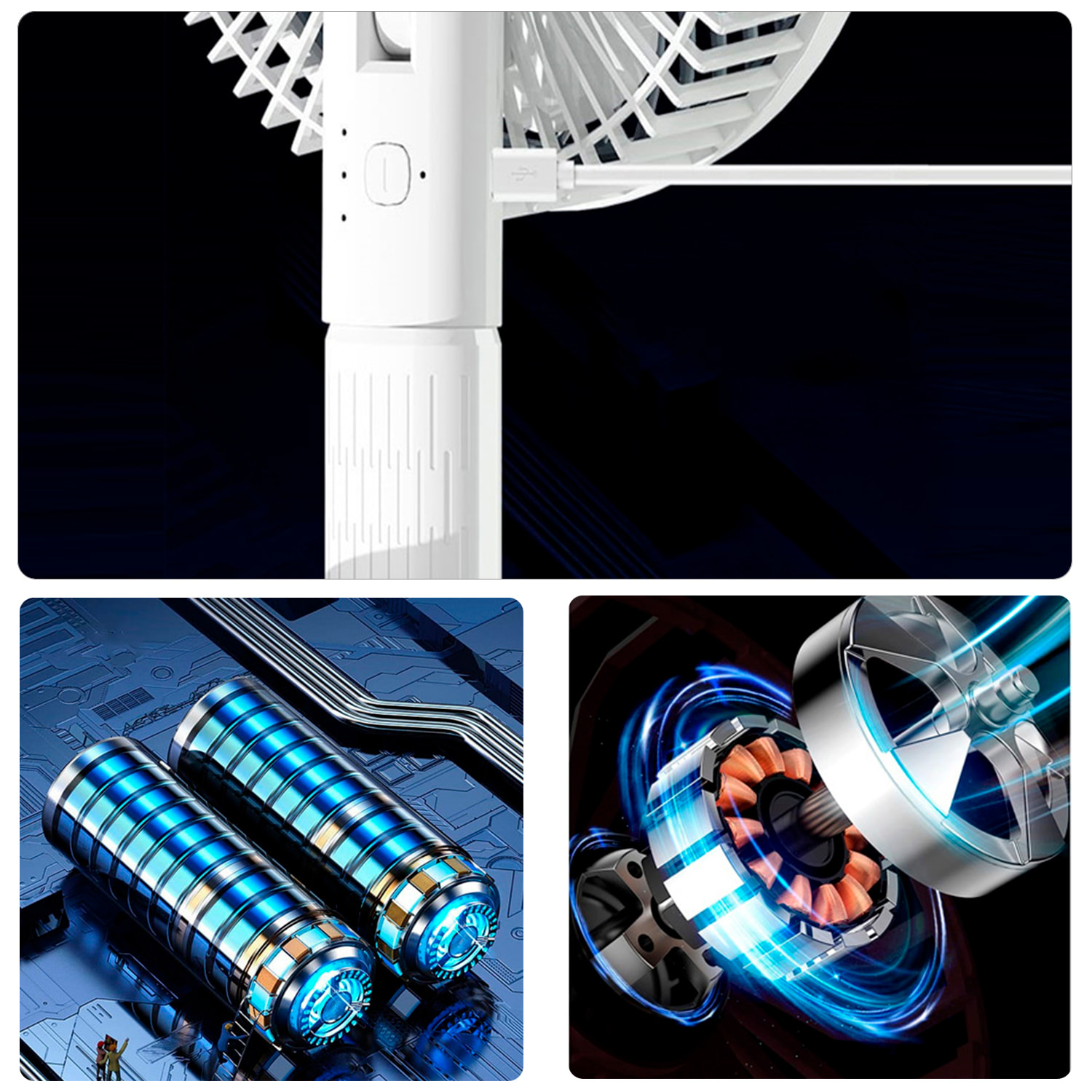 Ventilador con pinza silencioso, 3 ajustes de velocidad con rotación manual vertical 180° y horizontal 360°.