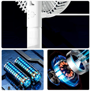 Ventilador con pinza silencioso, 3 ajustes de velocidad con rotación manual vertical 180° y horizontal 360°.