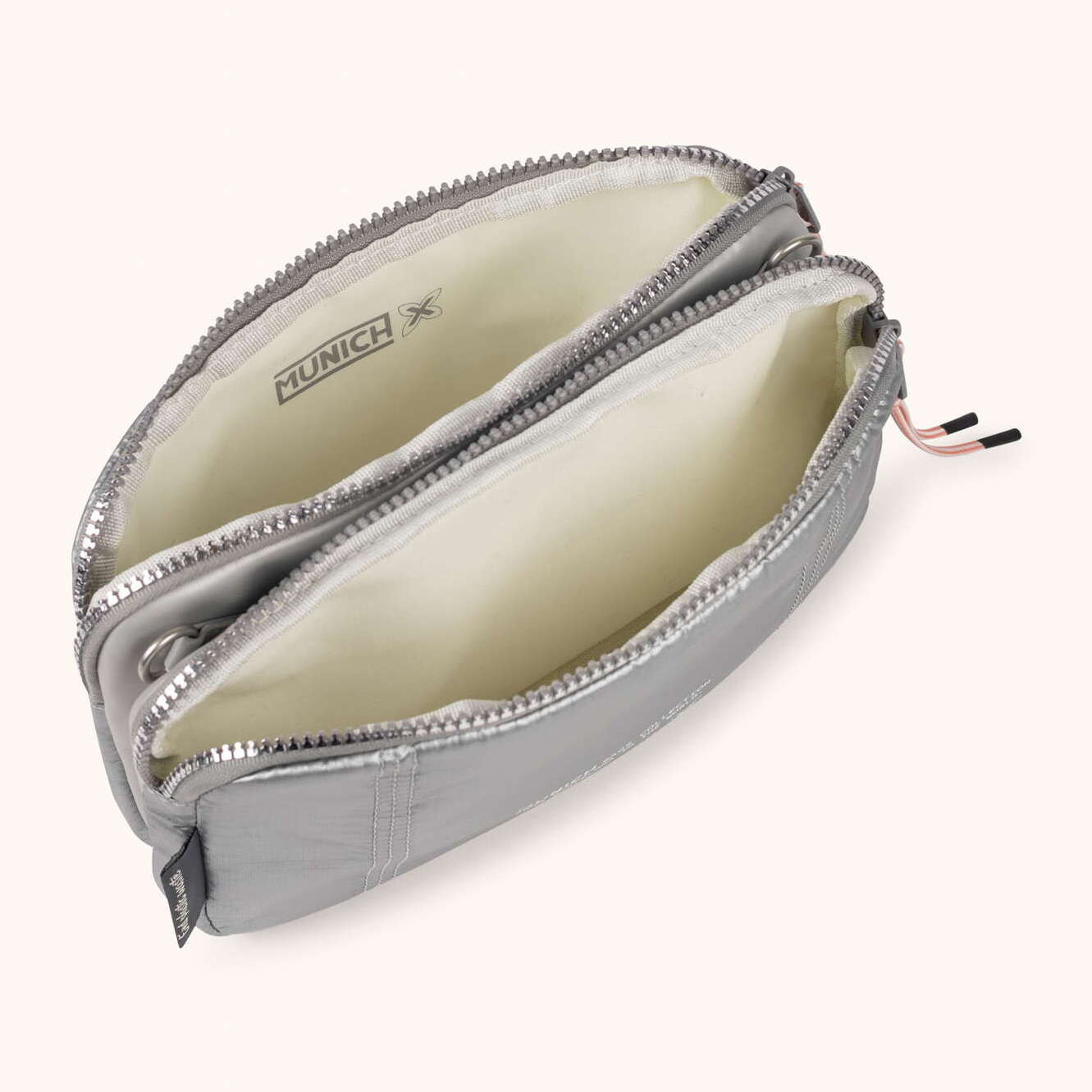 Bolso Bandolera Doble Metalizado en Poliamida Reciclada DEEP RECYCLED CROSSBODY DOUBLE PLATA