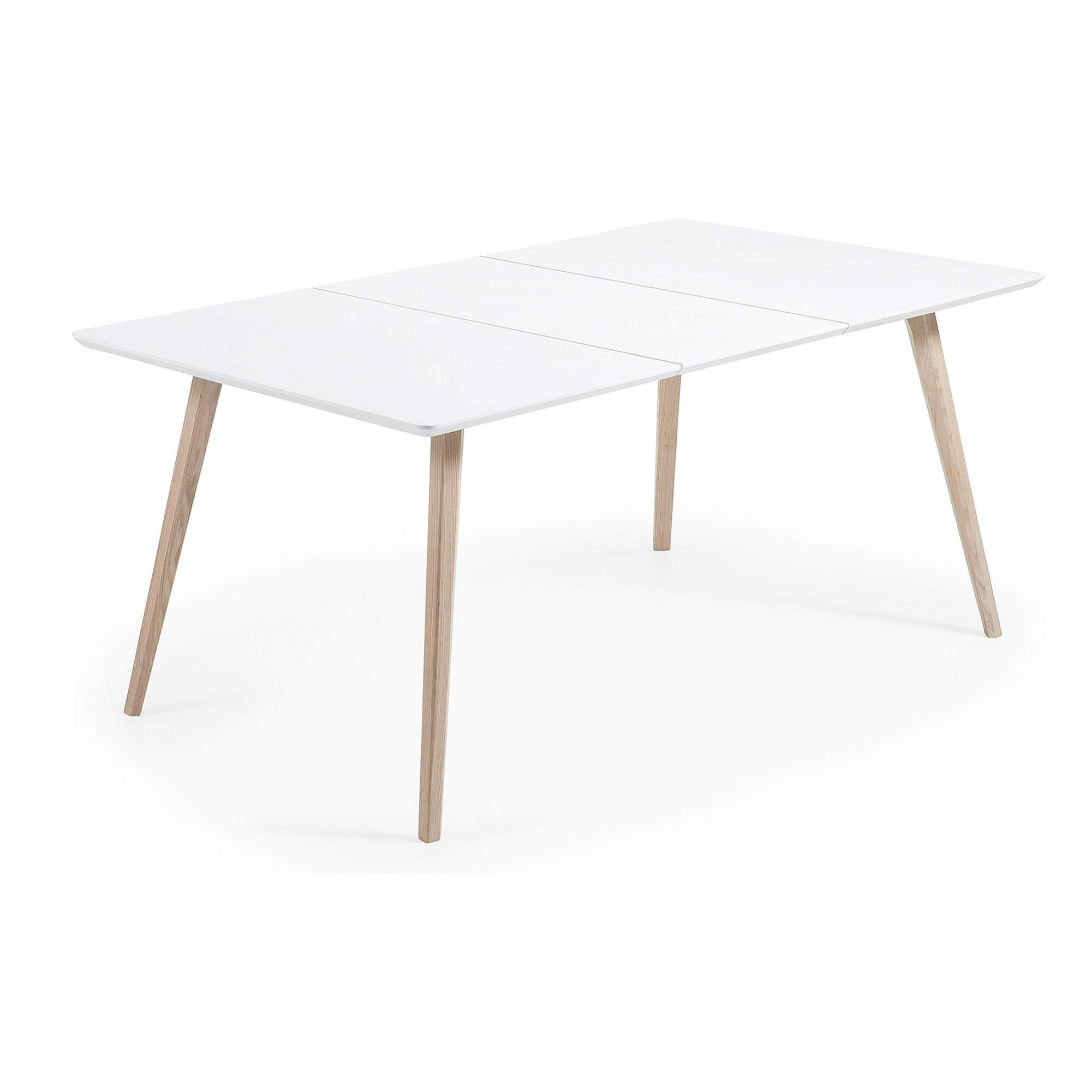 Mesa extensible Eunice 140 (220) x 90 cm con lacado blanco patas madera maciza de fresno