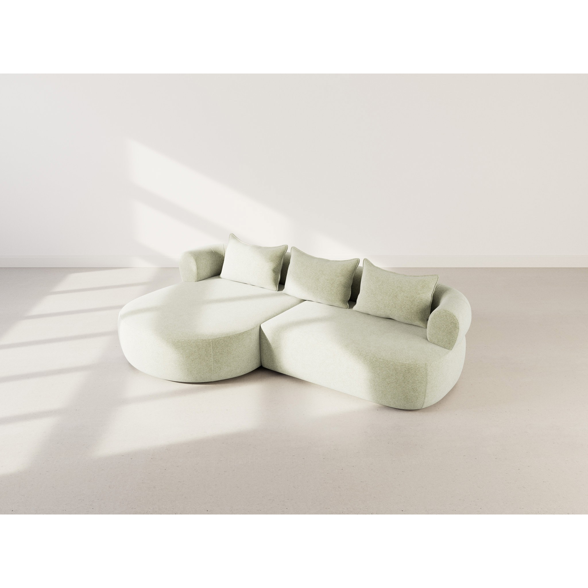 Angela - canapé d'angle gauche 4 places en velours texturé - Vert sauge