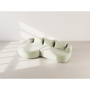 Angela - canapé d'angle gauche 4 places en velours texturé - Vert sauge