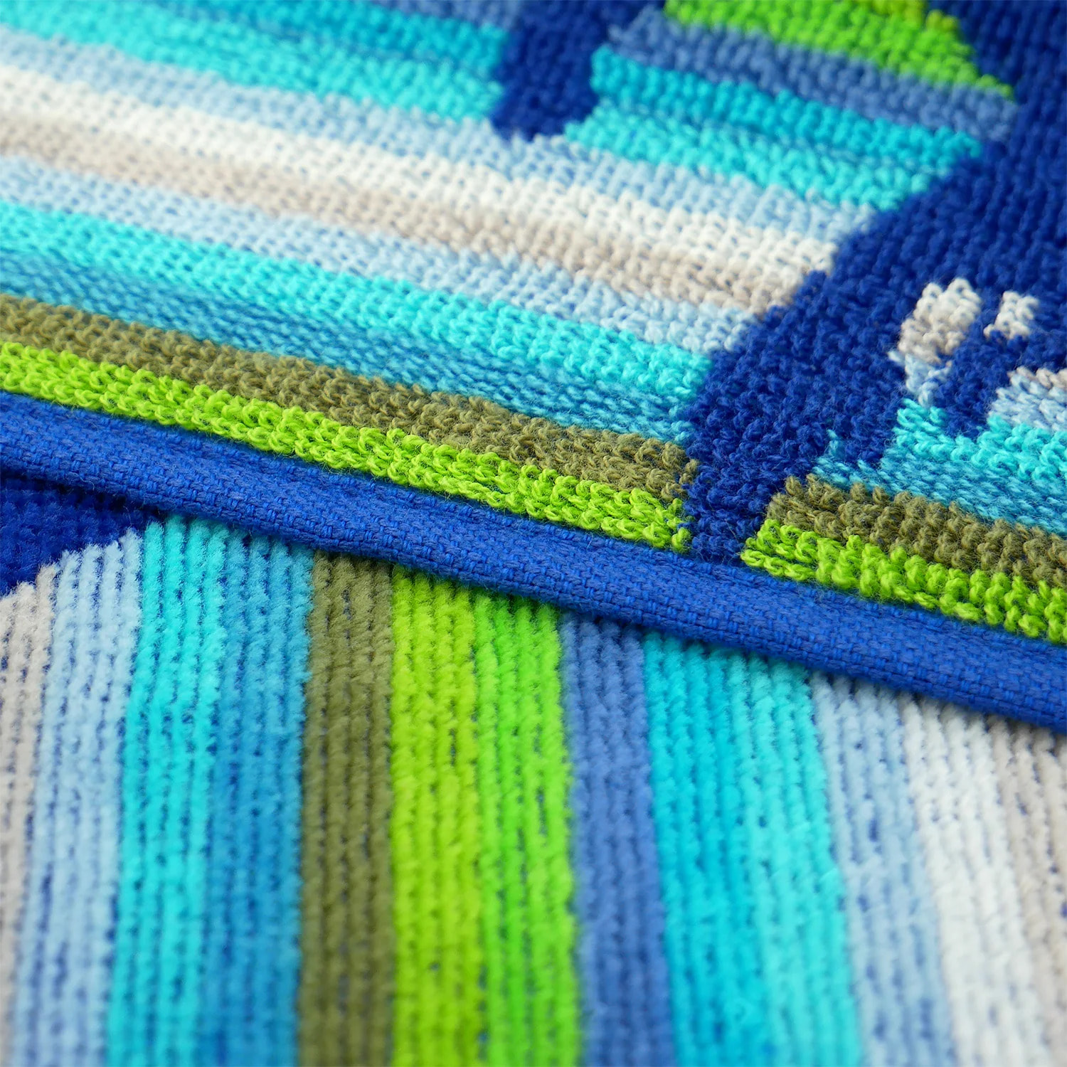 Serviette de plage XL éponge velours Jacquard Bleu 140x180 400g/m² - Nyaralas