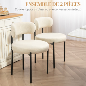 Lot de 2 chaises – Tissu bouclé – Design moderne