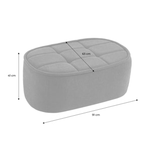 Pouf. repose-pieds pour chauffeuse 1 place Boni bouclette texturée blanc cassé L 91 x P 63 x H 40cm - Boni