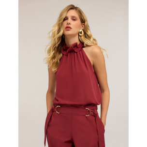 Motivi - Top con volantes - Burgundy