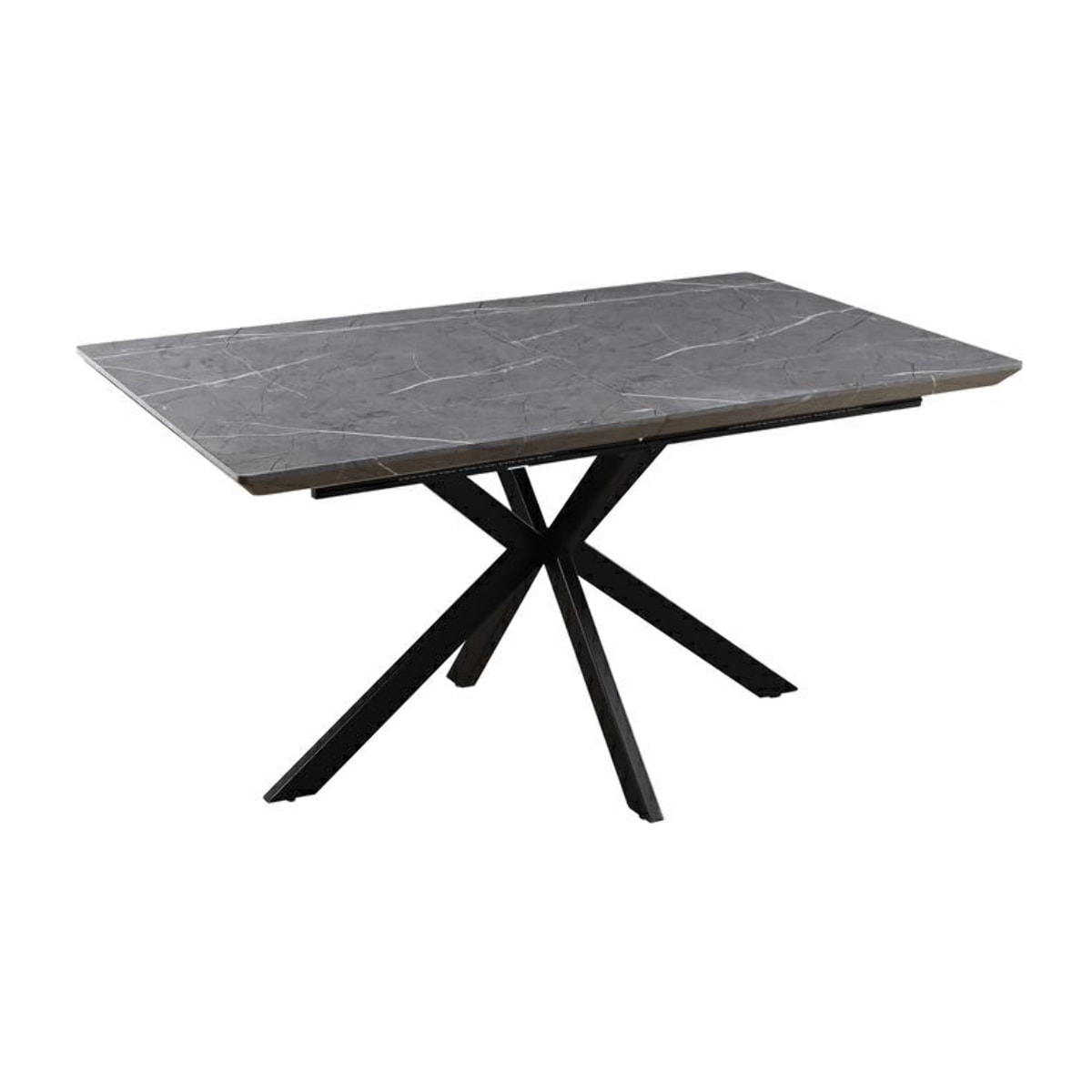 Tavolo estensibile 150-190 cm in marmo grigio scuro e gambe nere - Gabry