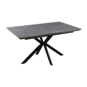 Tavolo estensibile 150-190 cm in marmo grigio scuro e gambe nere - Gabry