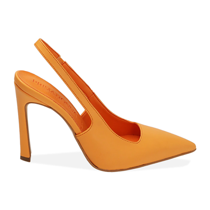 Décolleté slingback arancio, tacco 11 cm