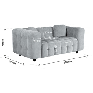 Canapé droit en tissu chenille "Vendome" - 2 places - Gris
