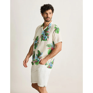 Camisa Manga Corta Beige - Cattaneo