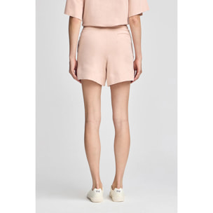 Pantaloncini in cotone nude con logo ricamato