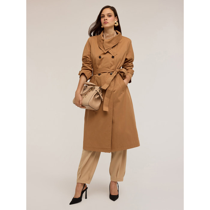 Motivi - Trench a collo alto in tessuto tecnico - Marrone