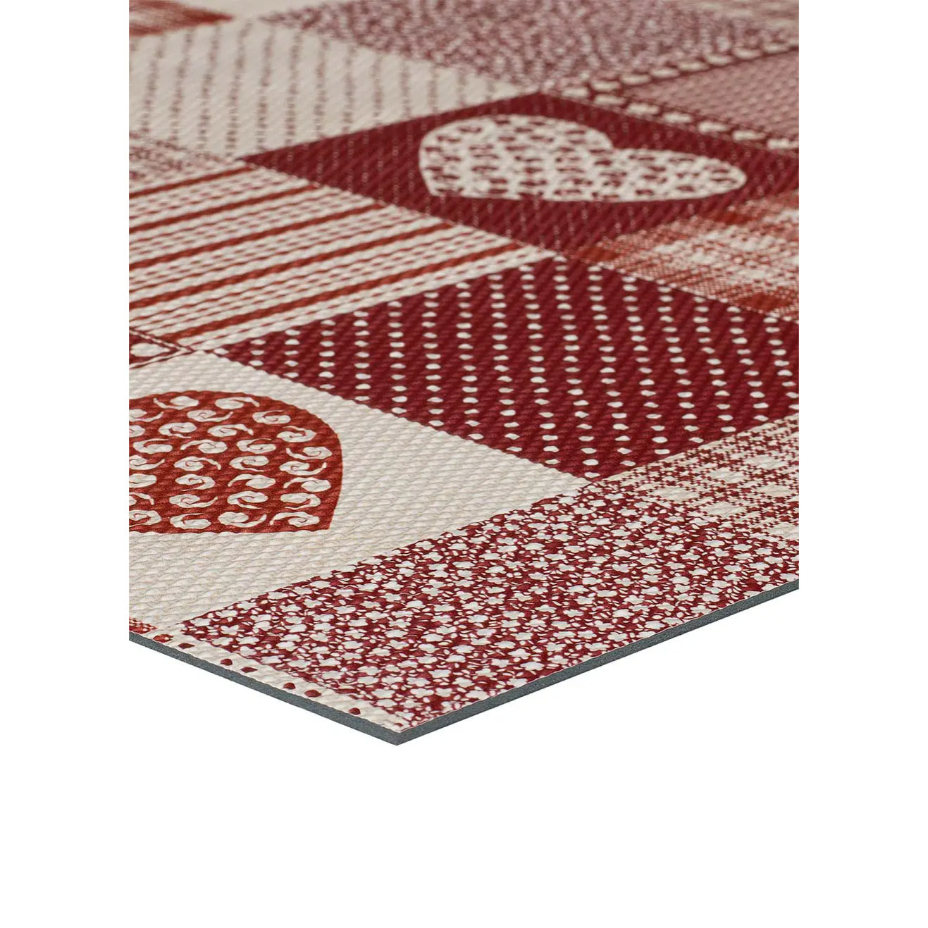 SALLY Alfombra vinílica de cocina patchwork en rojo, varias medidas disponibles.