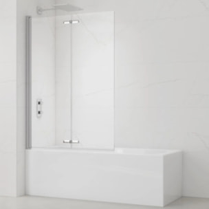 150x105 cm SK Pare-baignoire en verre 2 volets pliants, orientation gauche et droite, chrome (SATVZSKNEW105)