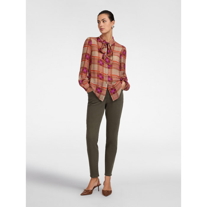 Elena Mirò - Pantaloni slim in drill misto cotone - Verde militare