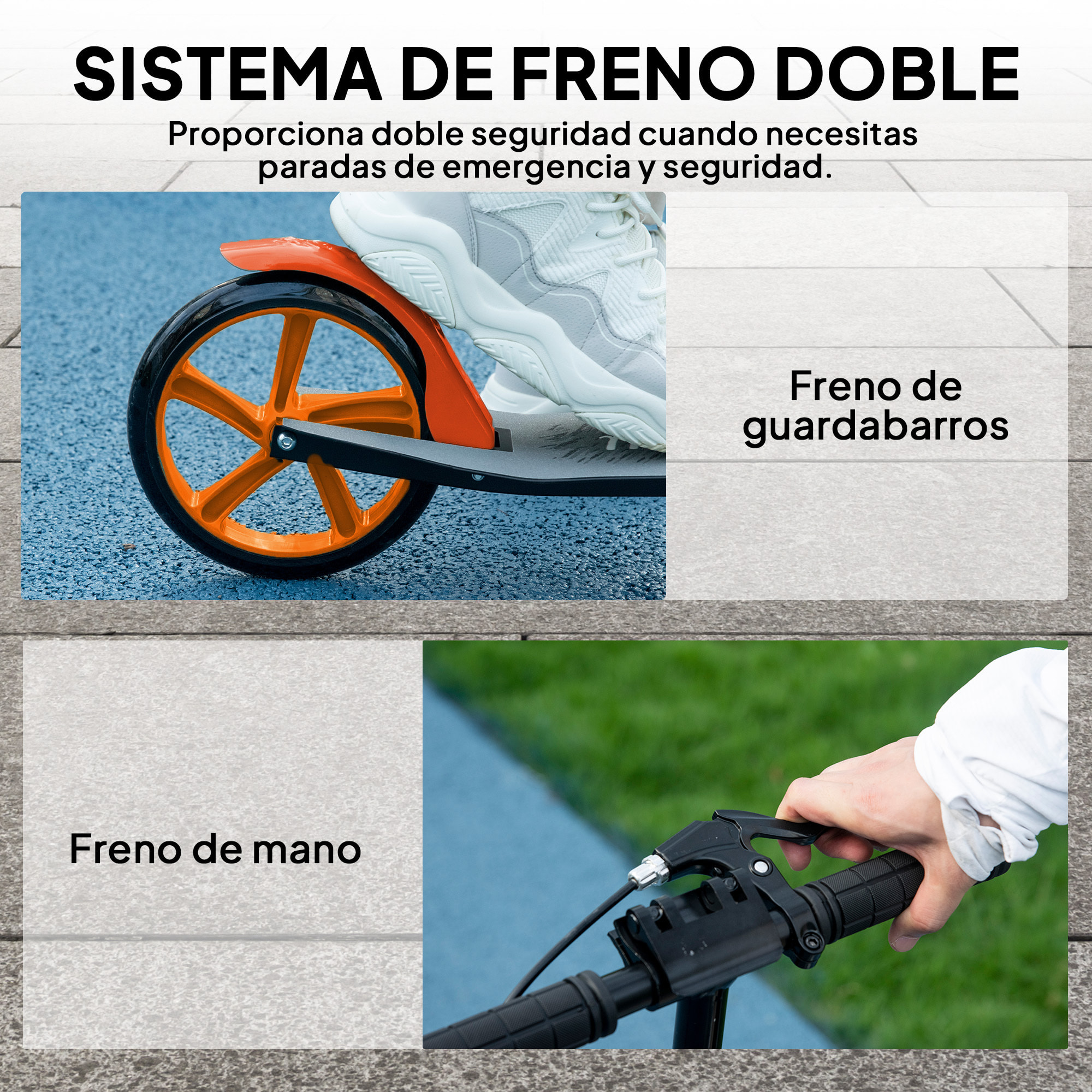 Patinete Plegable para Adultos y Niños de +14 Años Scooter Ligero con Manillar Ajustable Grandes Ruedas Ø200 mm Amortiguador y Freno Aluminio Carga 100 kg 91,5x36,5x91-104 cm Rojo