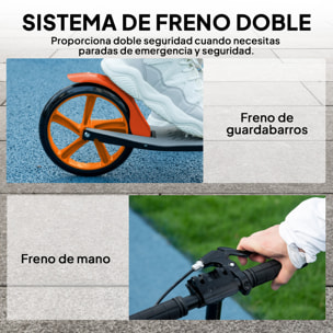 Patinete Plegable para Adultos y Niños de +14 Años Scooter Ligero con Manillar Ajustable Grandes Ruedas Ø200 mm Amortiguador y Freno Aluminio Carga 100 kg 91,5x36,5x91-104 cm Rojo