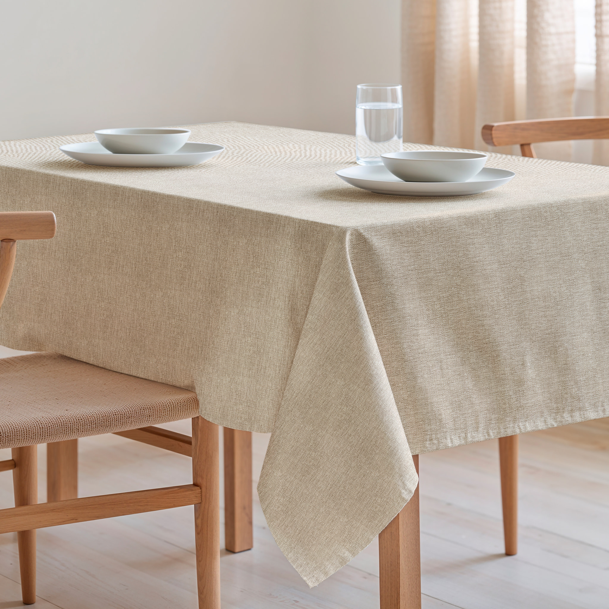 Nappe jacquard unie antitache INDRA BEIGE