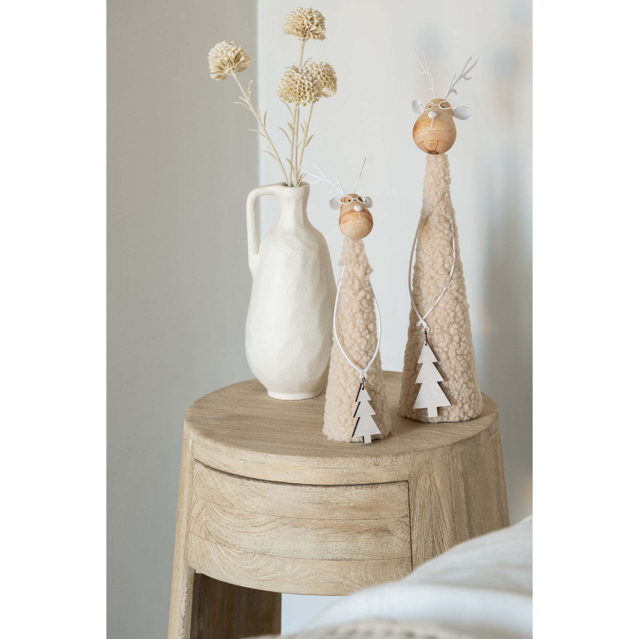 J-Line figurine Renne Déco Teddy - métal/bois - beige/naturel - large