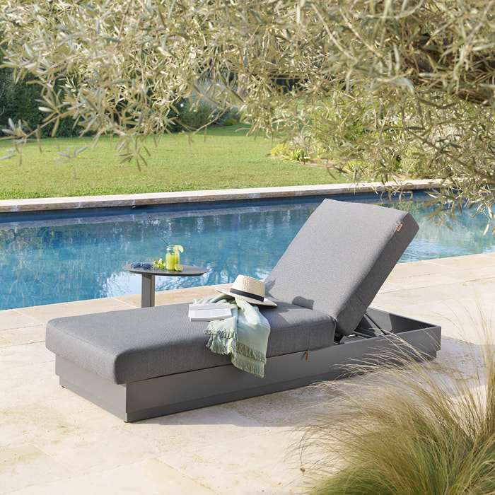Lit de piscine "Allure" graphite polyester et aluminium