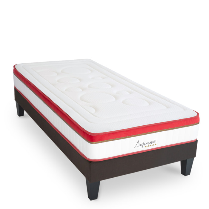 Ensemble Matelas Suprême & Sommier Kit Tissu, Mémoire de Forme & Mousse Haute Densité, 24 cm, Soutien Ferme