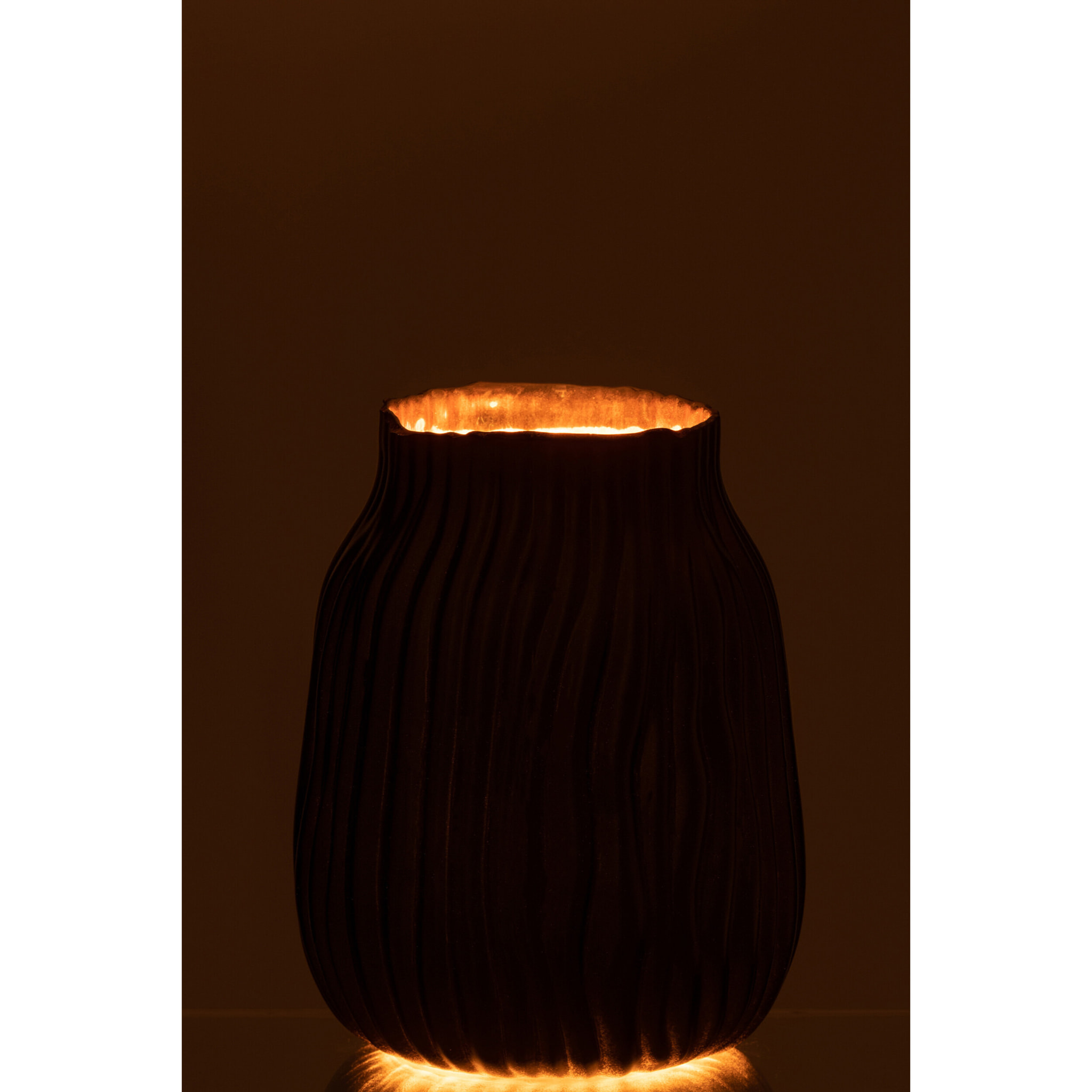 J-Line vase Rainures - verre - noir/or - small - Ø 16 cm