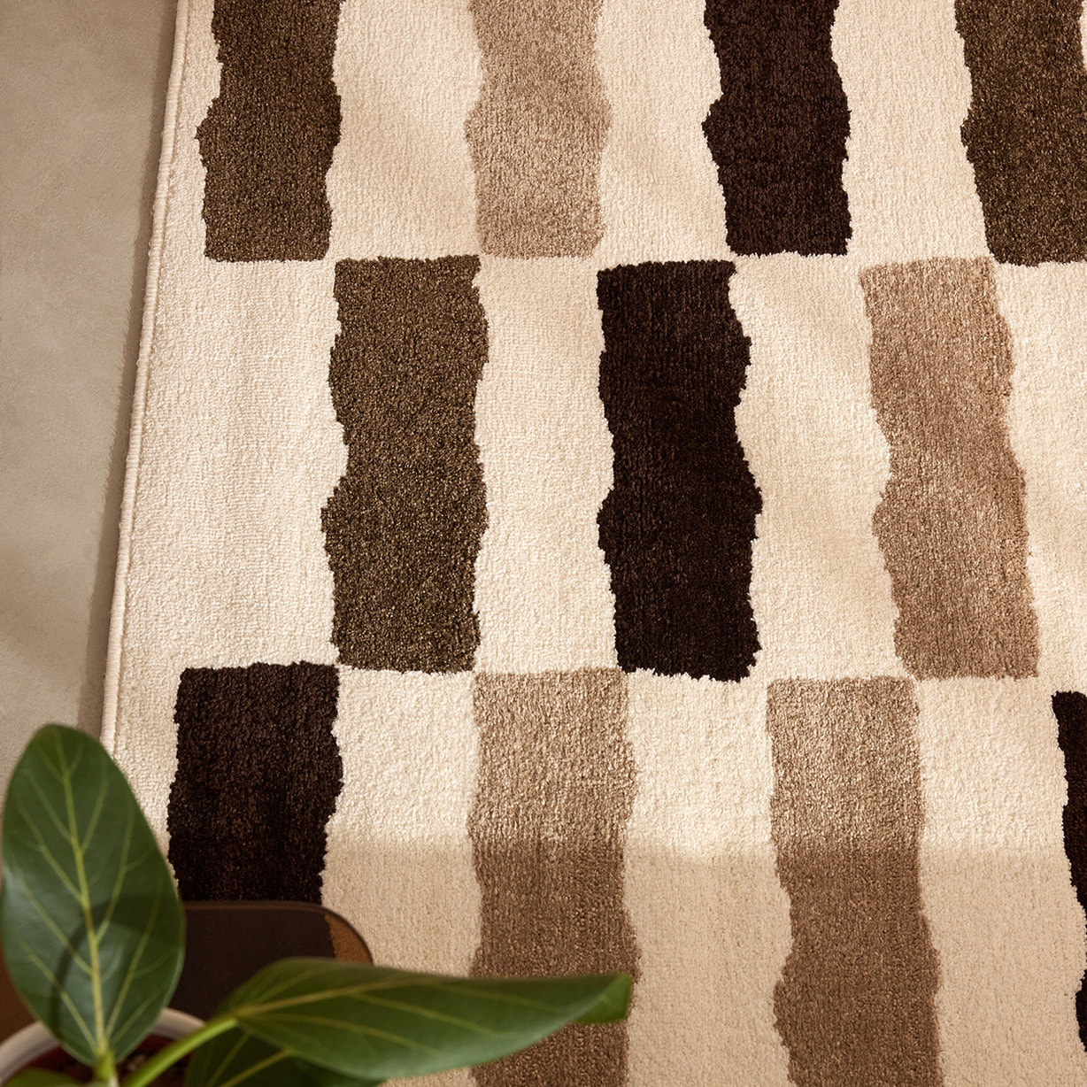 SANTAL - Tapis de salon beige à rayures