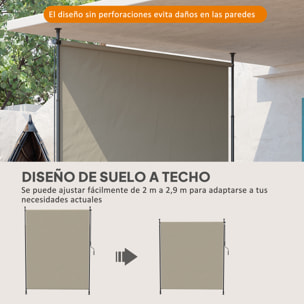 Toldo Vertical Exterior 200x305 cm, Pantalla de Privacidad Enrollable, Toldo Lateral Ajustable con Manivela, Protección UV 40+ e Impermeable, Sin Taladro, para Balcón, Jardín, Arena