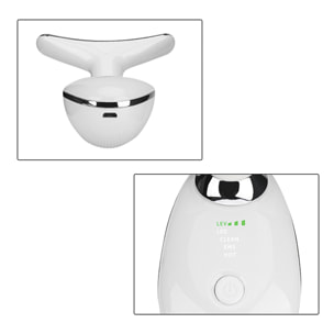 Strumento di bellezza per collo e viso con luce LED pulsata. Illuminazione e ringiovanimento della pelle.