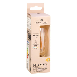 Ampoule LED "Flamme" ambrée - filament droit E14