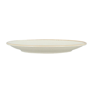 Lot de 6 assiettes à dessert porcelaine blanche et liseré beige 20cm NUANCE