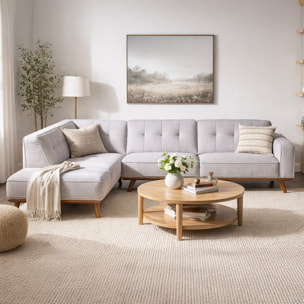 KINSALE Canapé d'angle design en tissu gris 5/6 places