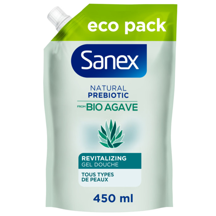 Pack de 12 - Eco recharge Gel douche Sanex Bio Agave revitalisant 450ml