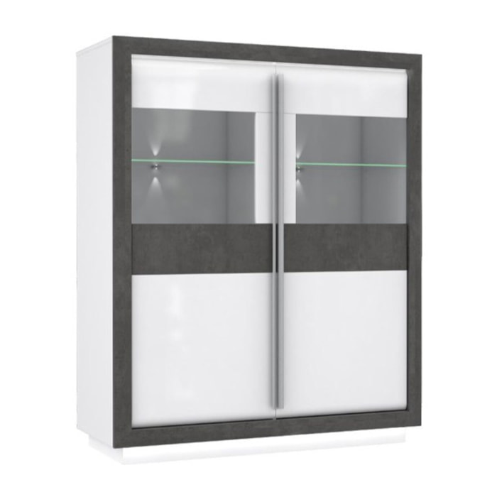 Armoirette 2 portes béton gris foncé & blanc - MONACO