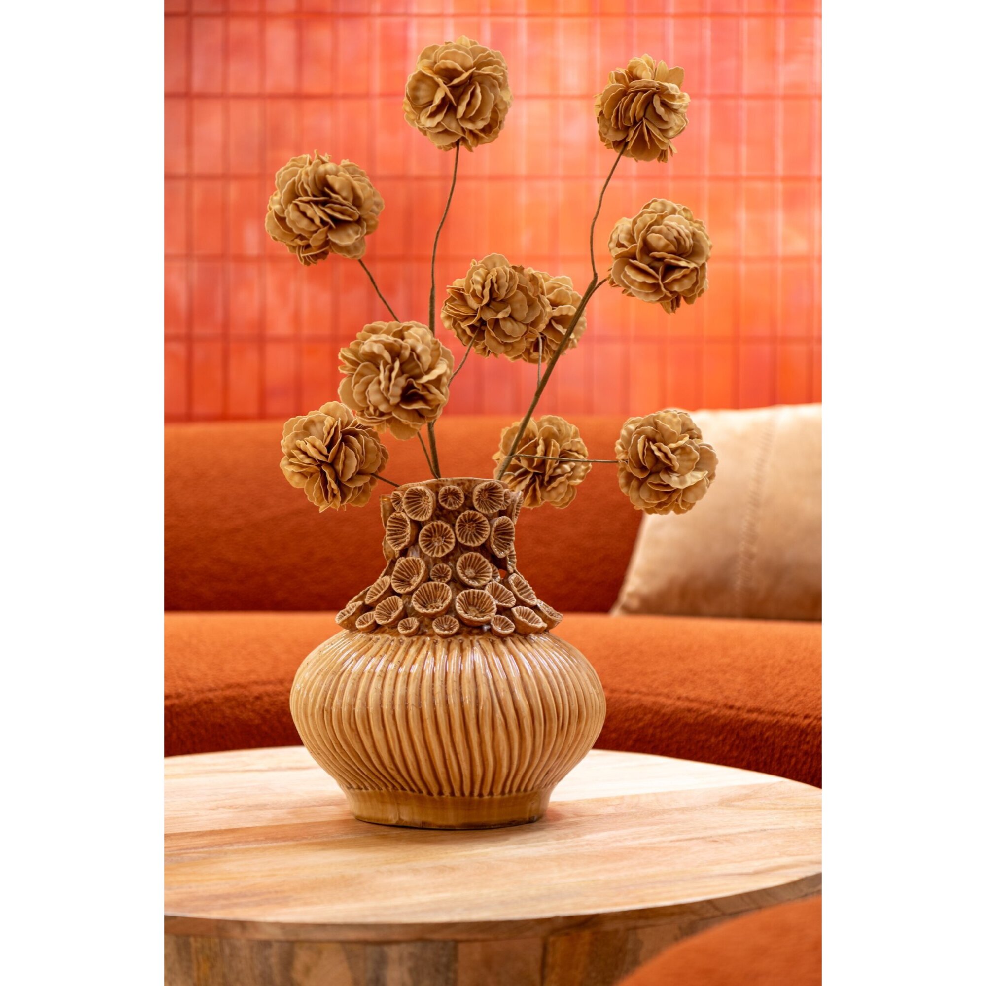 J-Line vase Gourde Corail - céramique - ocre - Ø 32 cm