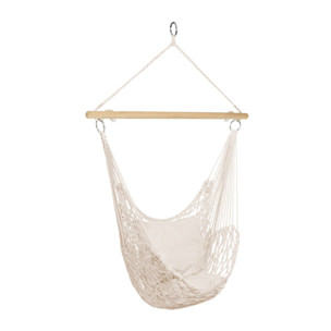Chaise en macramé avec coussin integré à suspendre