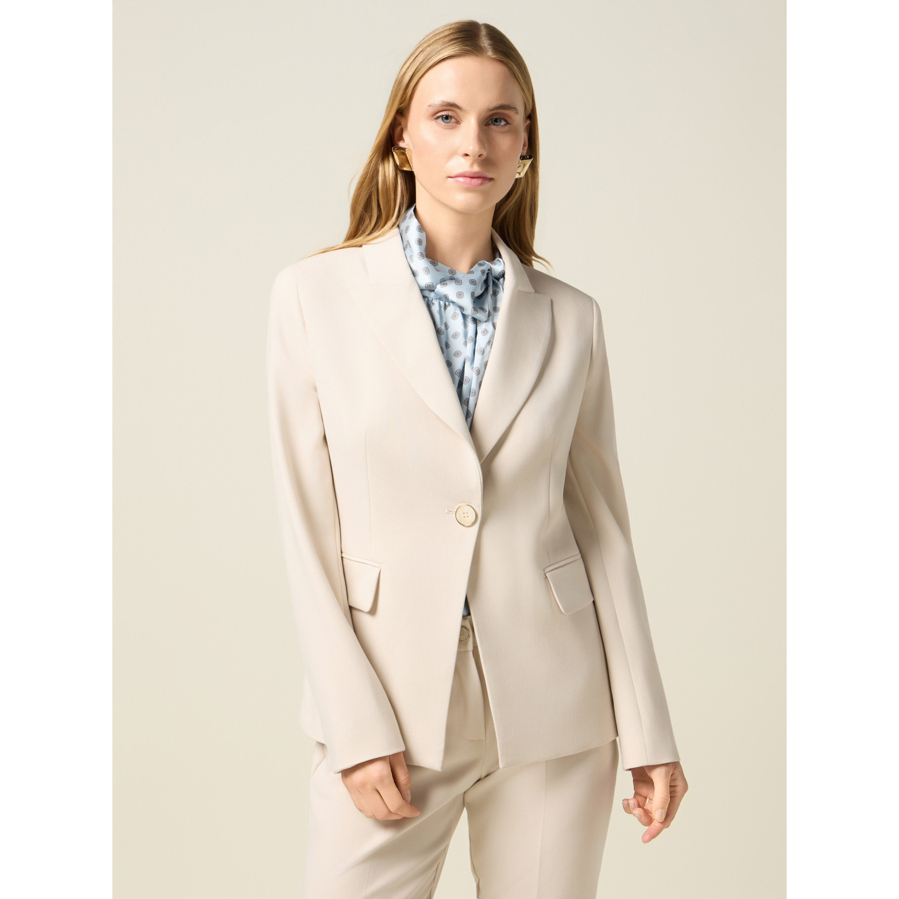 Oltre - Blazer de mezcla de viscosa - Beige