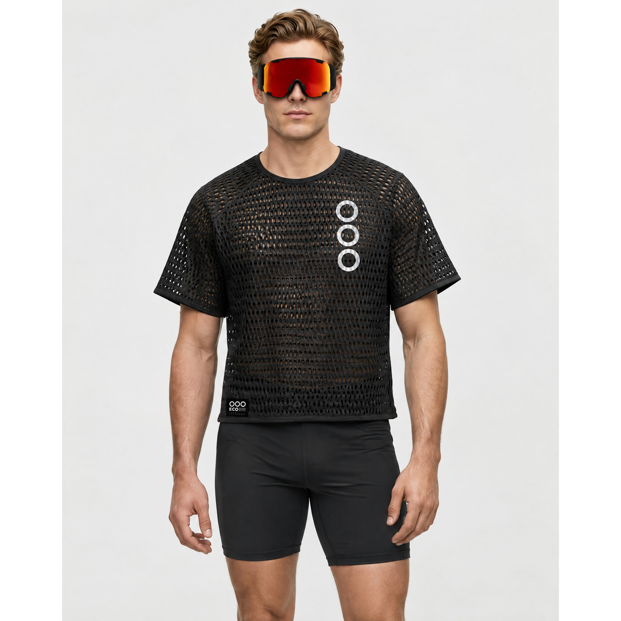 Camiseta técnica de rejilla para hombre ECOON ECOIce - Negro