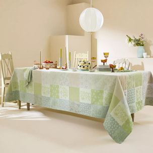 Set pur coton enduit motif jacquard Mille parfums verde