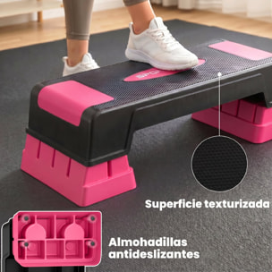 Step de Aeróbic Step para Fitness Stepper Antideslizante con Altura Ajustable de 12/17,5/22,5 cm Base Robusta Carga 250 kg para Entrenamiento en Casa Gimnasio Hombres y Mujeres Rosa