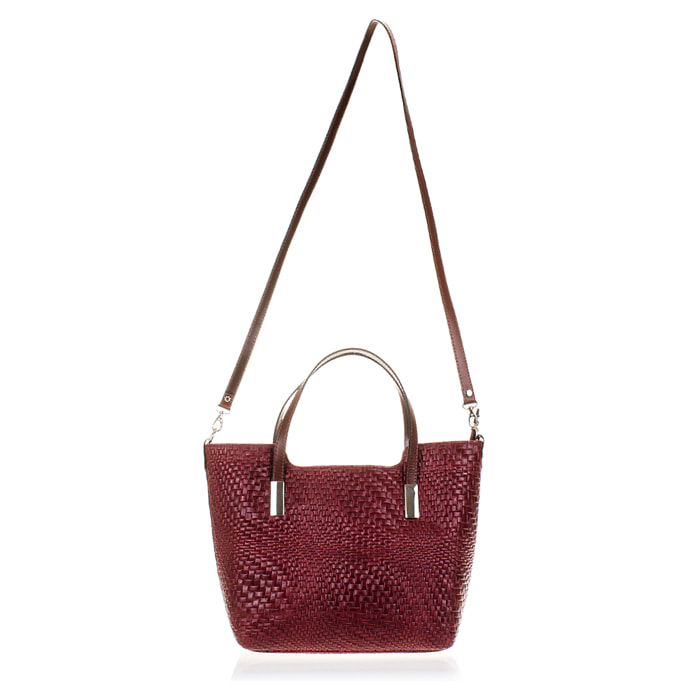 Filippa Borsa tote Donna.Pelle autentica Camoscio Incisa Intrecciata