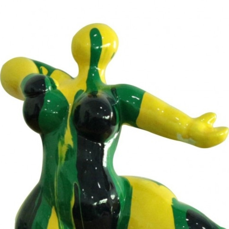 Statue femme figurine danseuse jaune /vert - FEMME