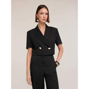 Motivi - Chaqueta corta cruzada de manga corta - Negro