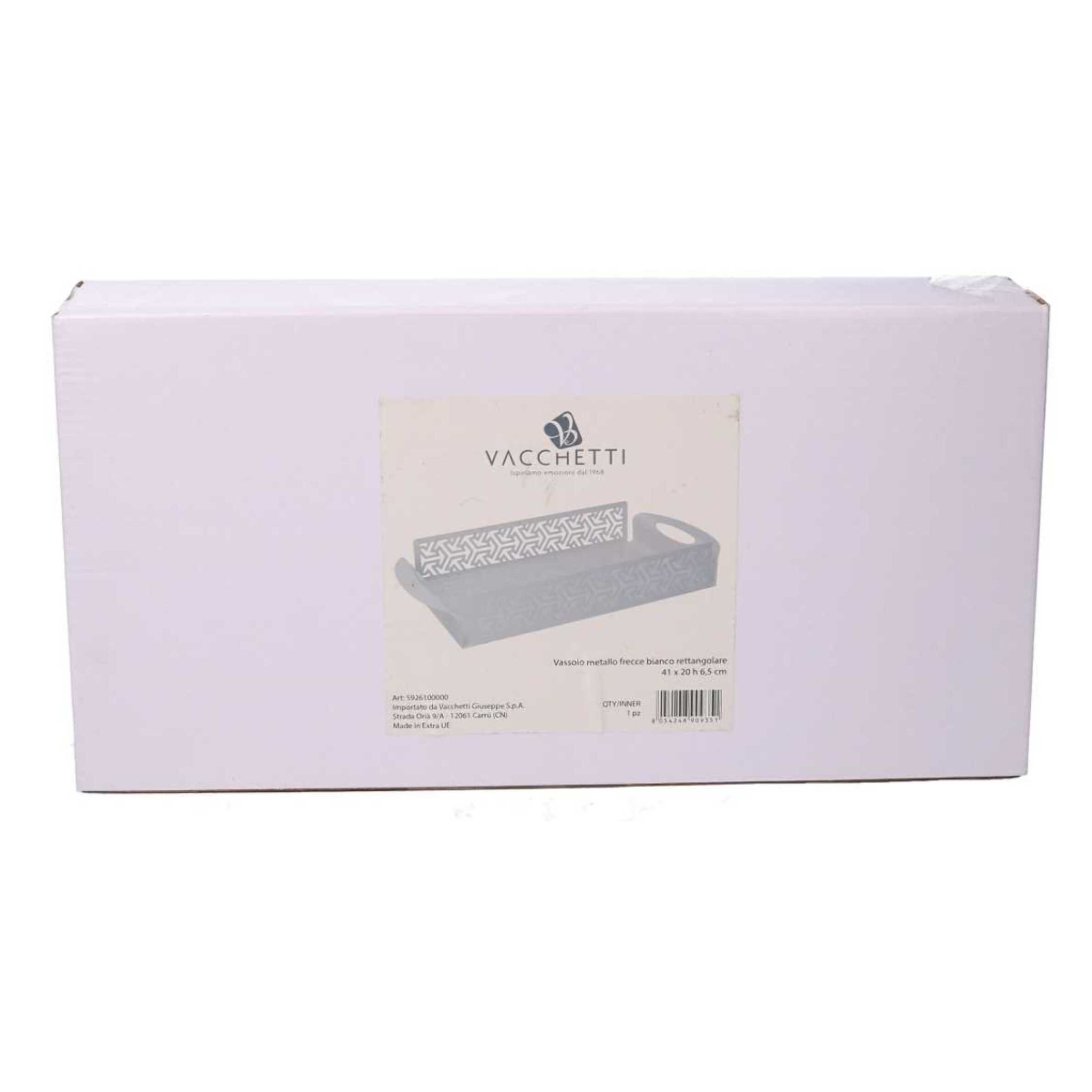 Vassoio in metallo frecce bianco rettangolare cm41x20h6,5