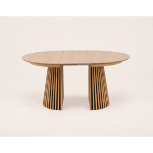 Freya - table à manger ronde extensible - effet bois - 4 à 8 personnes - Bois
